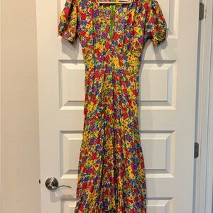 Faithfull the Brand Colorful Floral Midi Dress